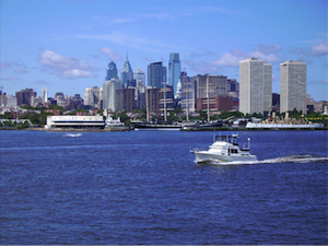 Philadelphia downtown buildings and waterfront