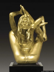 gold kate moss statue