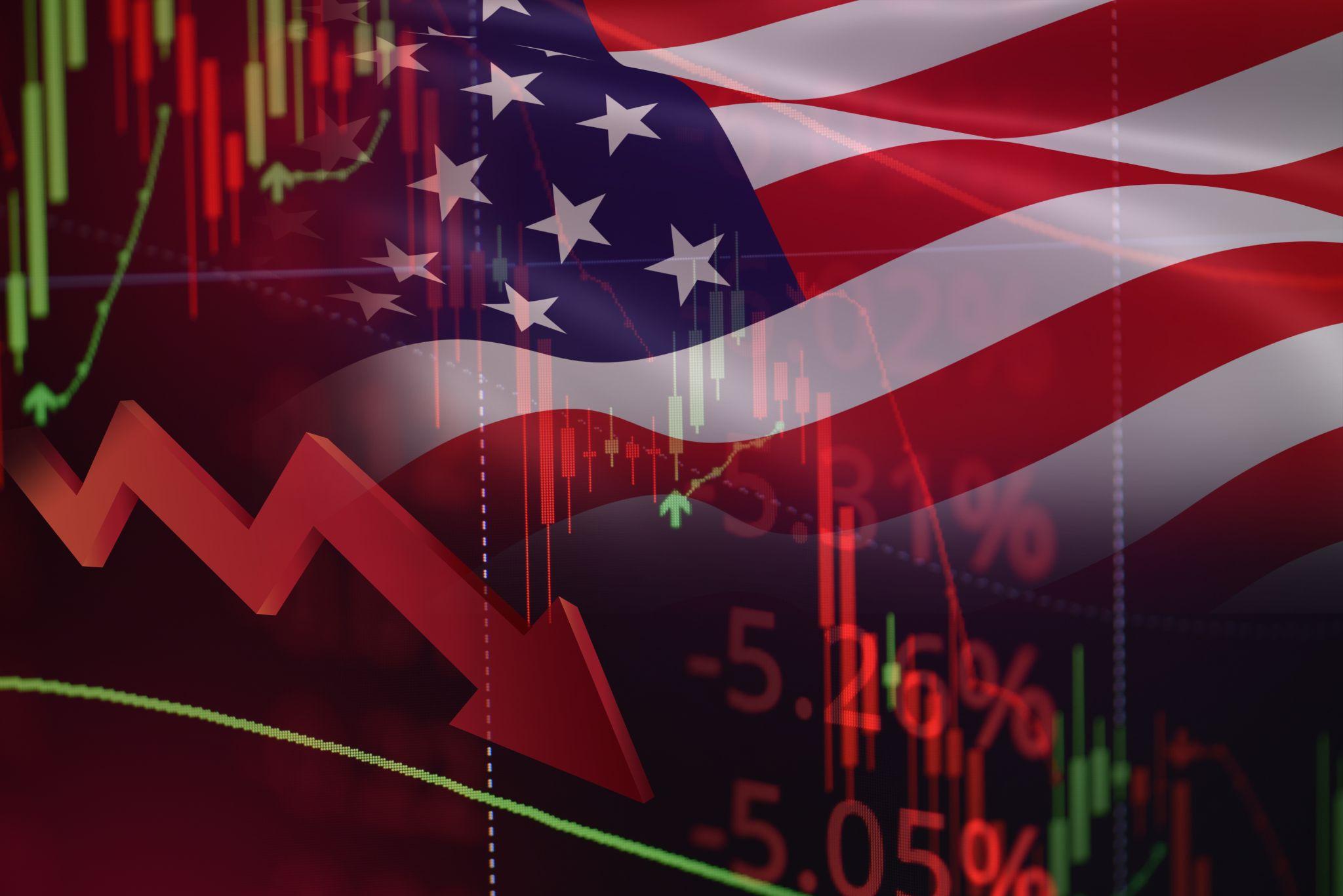 American flag with stock market concept.